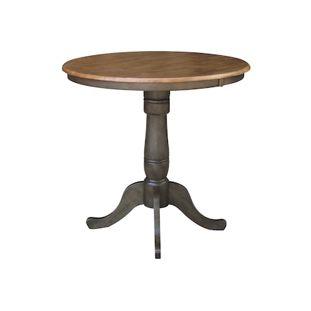 International Concepts Round 36 in Round Top Pedestal Table, 41.1 inH, Hickory/Washed Coal, 36 W, 36 L, 41.1 in H, Wood K45-36RT-6B-2